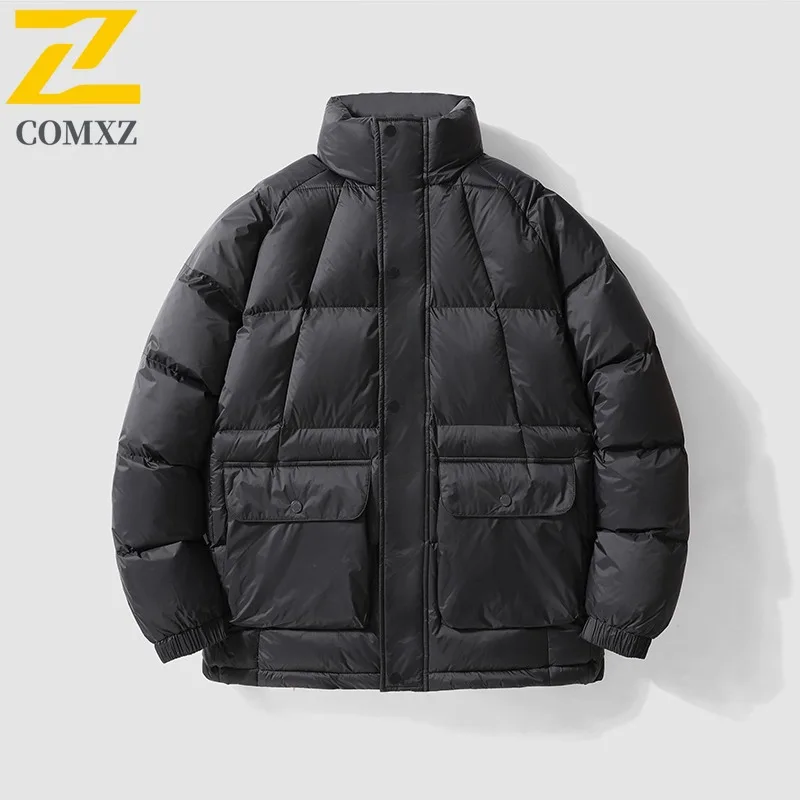 COMXZ Luxury Men Cotton Coat Casual Notch Collar Outdoor Mountaineering Windproof Coat Fashion Travel Lightweight Winter Garment