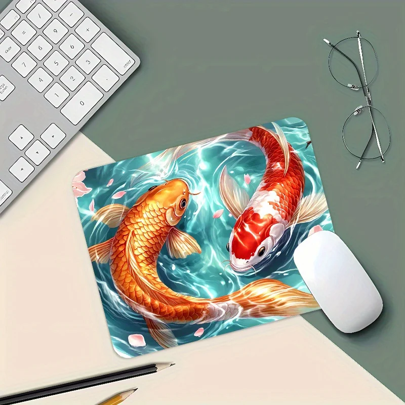 

Koi patterned mouse pad, high-definition printing, computer game accessories, durable, anti-slip and washable table mat