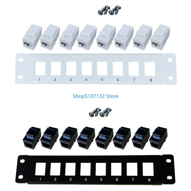87HD 8-Port لـ 6 لوحة التوصيلات المحمية RJ45 10G غلاف معدني جاهز مرمز بالألوان لـ T568A وT568B Wiri #4