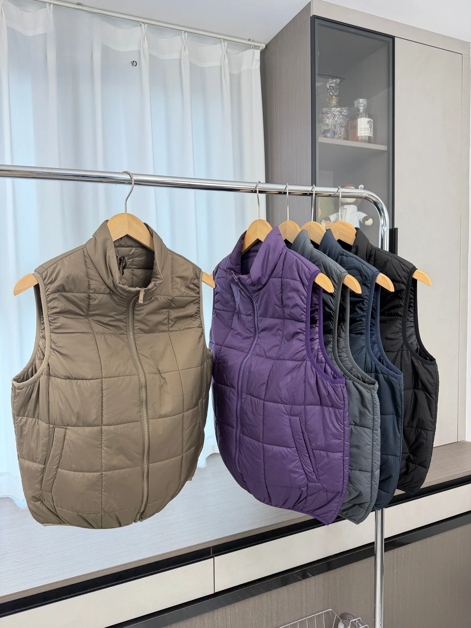 

ex Lightweight Warm Air Cotton Stand Collar Svel Vest for Couples Autumn Winter Versatile Faionable Zipper Closure