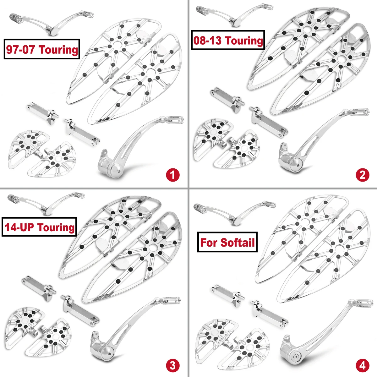 Chromed gauge rider rear floorboards brake shifter levers Touring softail 97-19