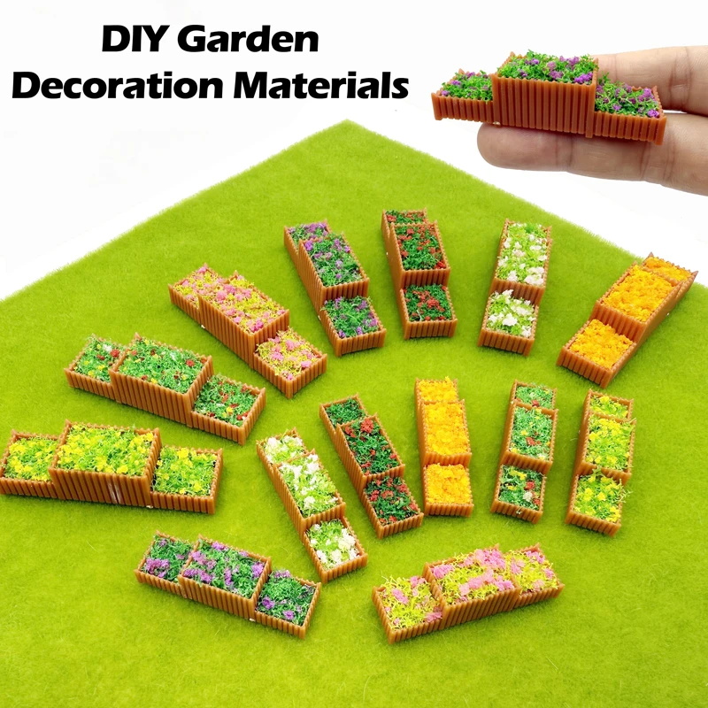 5pcs 1/64/50 Scale Simulation Flower Bed Model Miniature Green Belt Model DecoraTrain Railway Sand Table Landscaping Material
