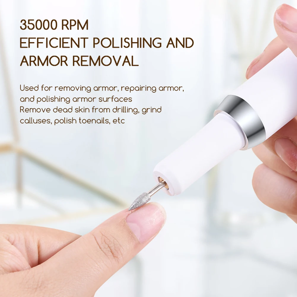 Profesjonalna akumulatorowa wiertarka do paznokci do użytku domowego paznokcie akrylowe 35000 obr./min elektryczny zestaw wierteł do paznokci do Manicure Pedicure