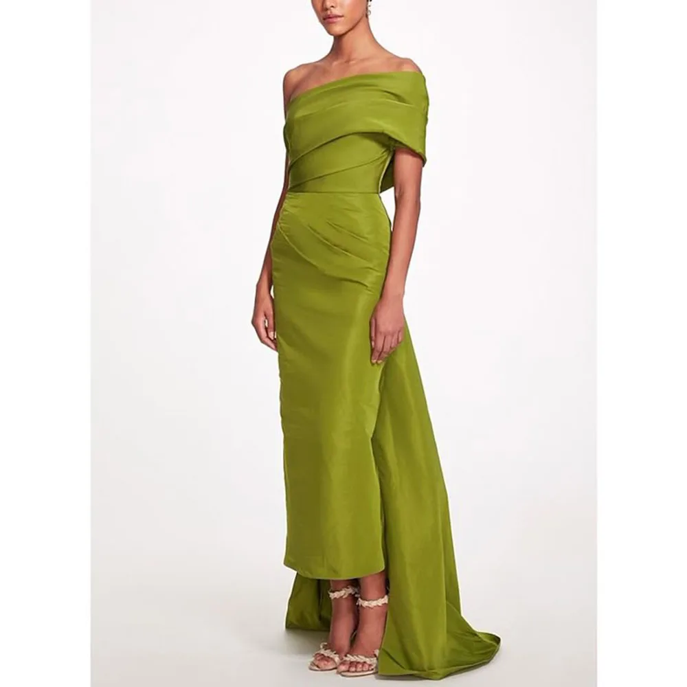 

Fashion Chic Green Women Prom Dresses Strapless Sleeveless Floor Length Asymmetrical Slim Fit Smart Elegant Evening Party Gowns