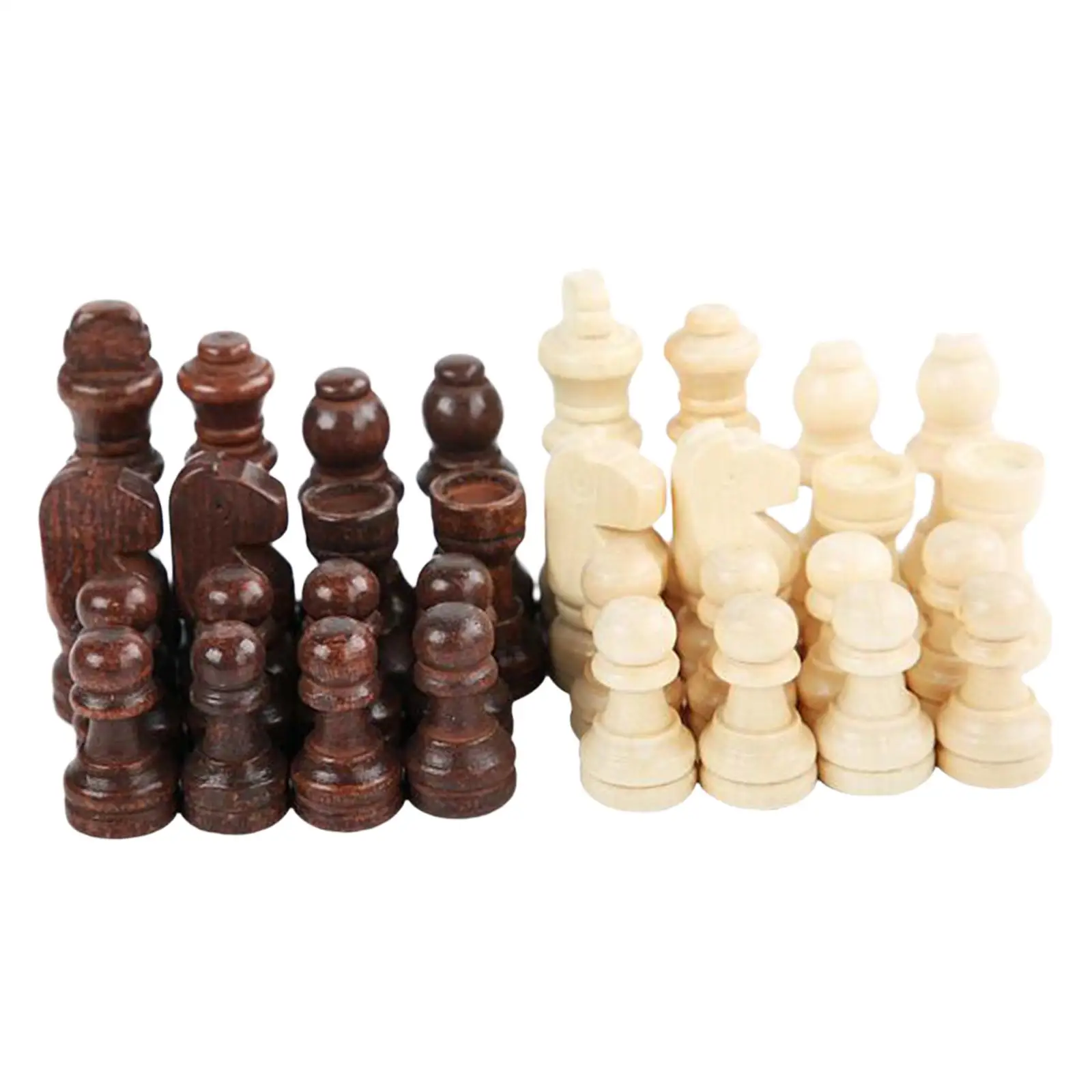 International Standard Wooden Chess Pieces 32 Count Replacement King Figures for Chess Board Games Travel