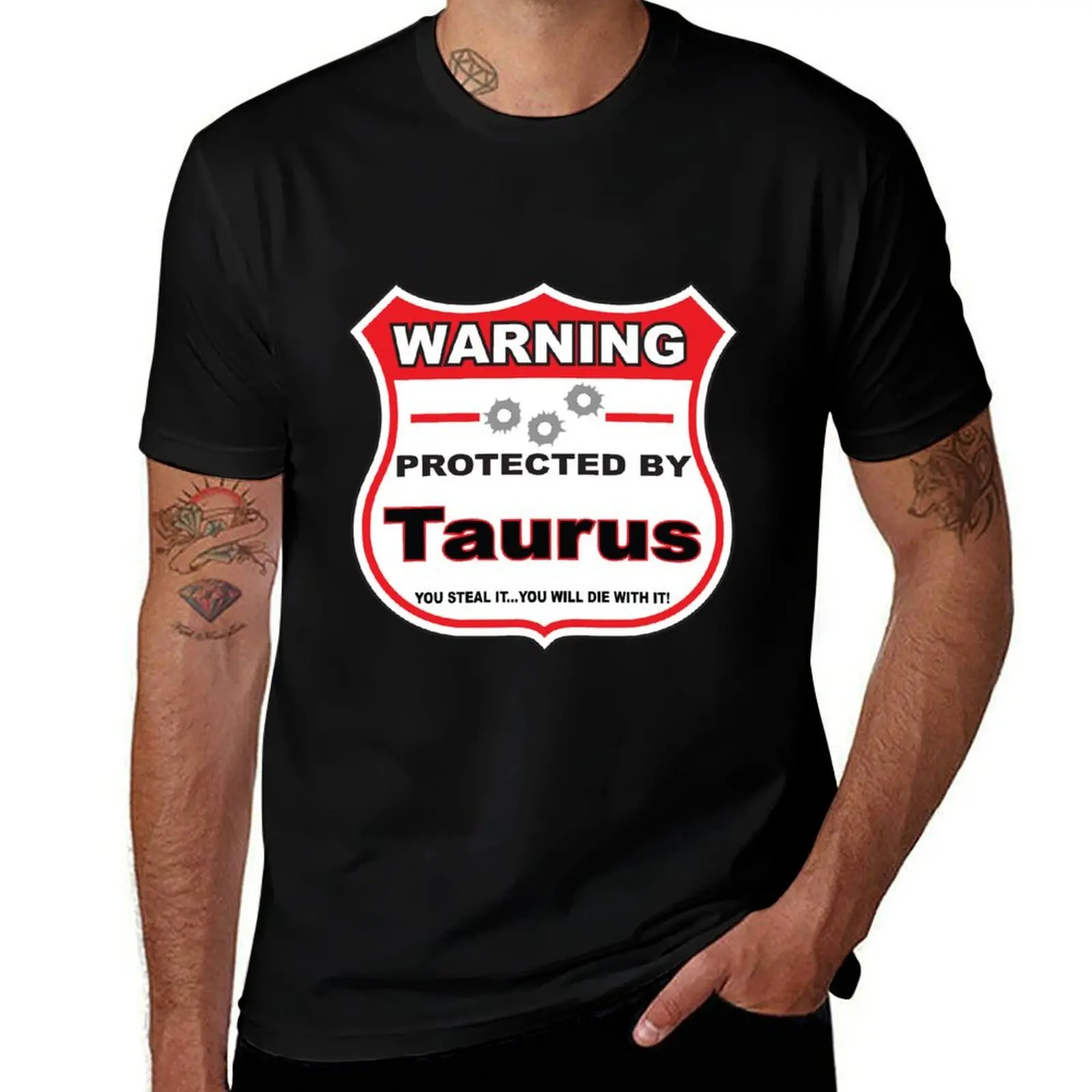 

Taurus Protected by Taurus T-Shirt cotton t shirts high quality man t shirt designer T-Shirt