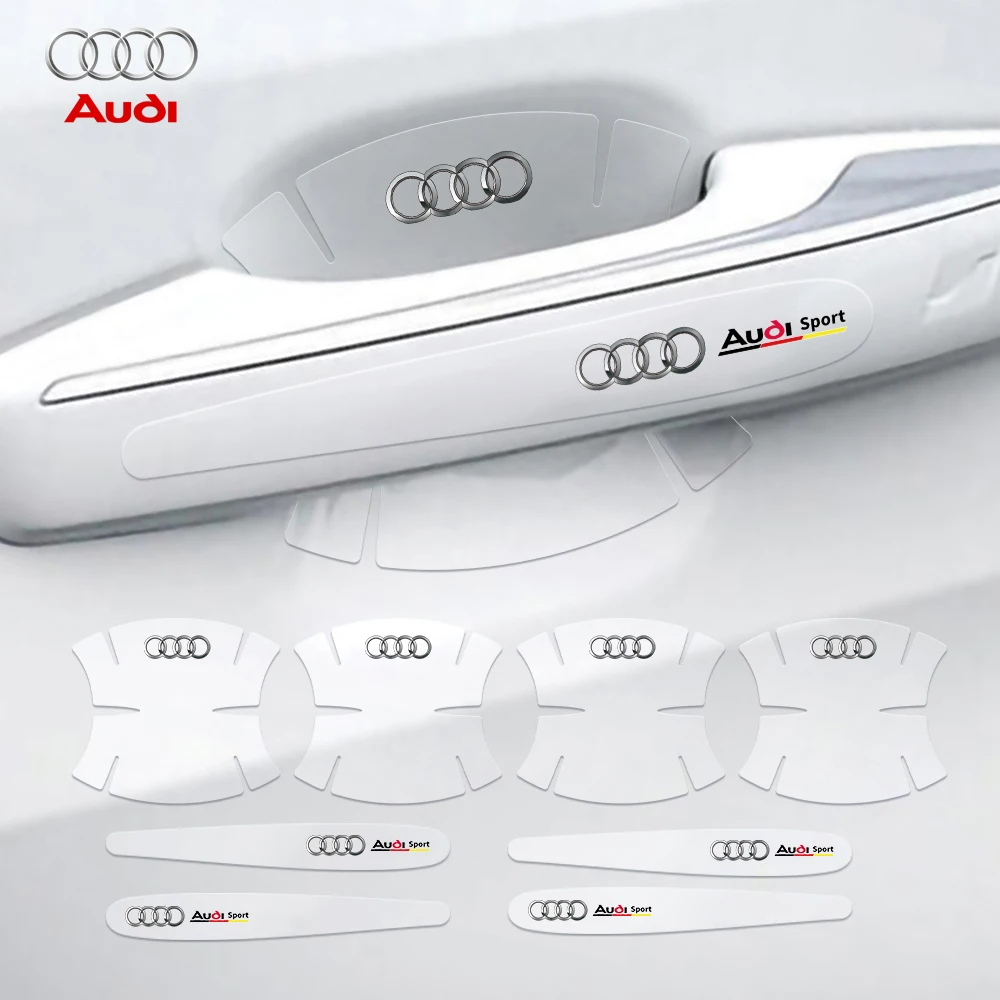 Transparent Car Sticker Protector Car Doors Scratch Door Handle Sticker for Audi SLine A4 B8 B7 A3 8P RS 8V A6 C7 C6 Q5 8R Q2 Q3