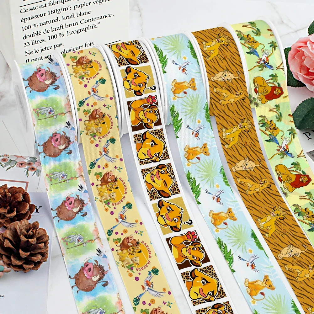 

Disney Cartoon Lion King Simba Printed Grosgrain Ribbon DIY Girl Headwear Bows for Cheer Bows 10yards