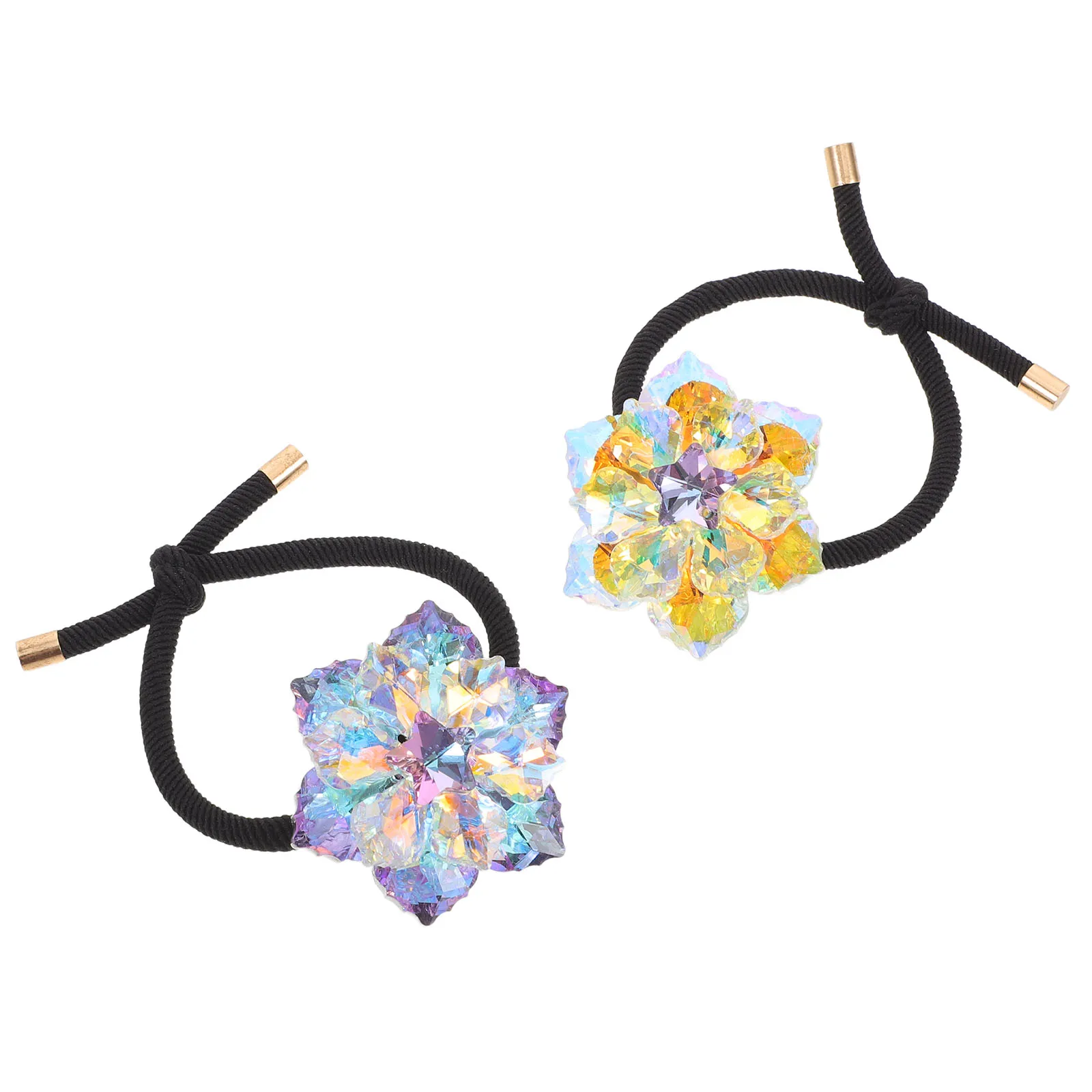

2 PCS Crystal Hair Rope Rhinestone Accessories for Women The Flowers Band Ring Elastic Tie Ties Cute Scrunchies Miss