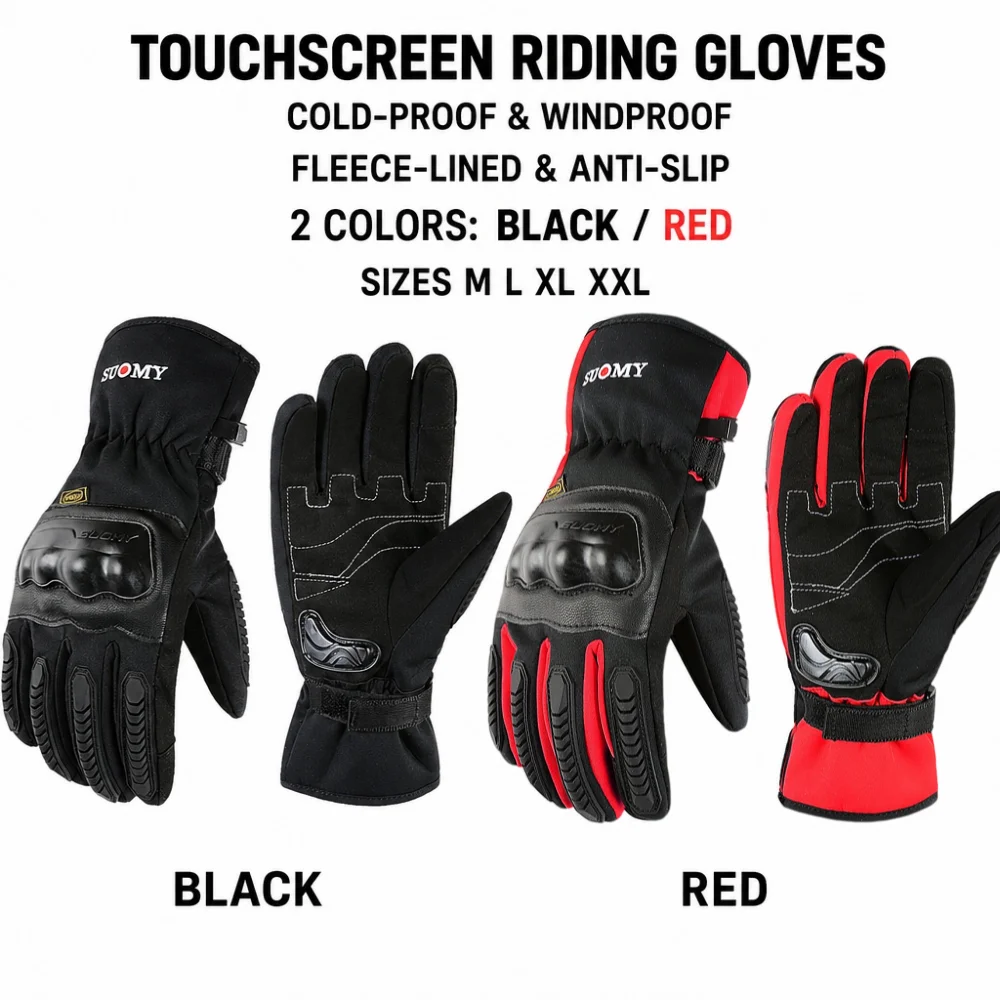 Men Winter Motorcycle Gloves Touch Screen Warm Wind Resistant Anti Slip Protective Gloves For Scooter Outdoor Cycling Sports