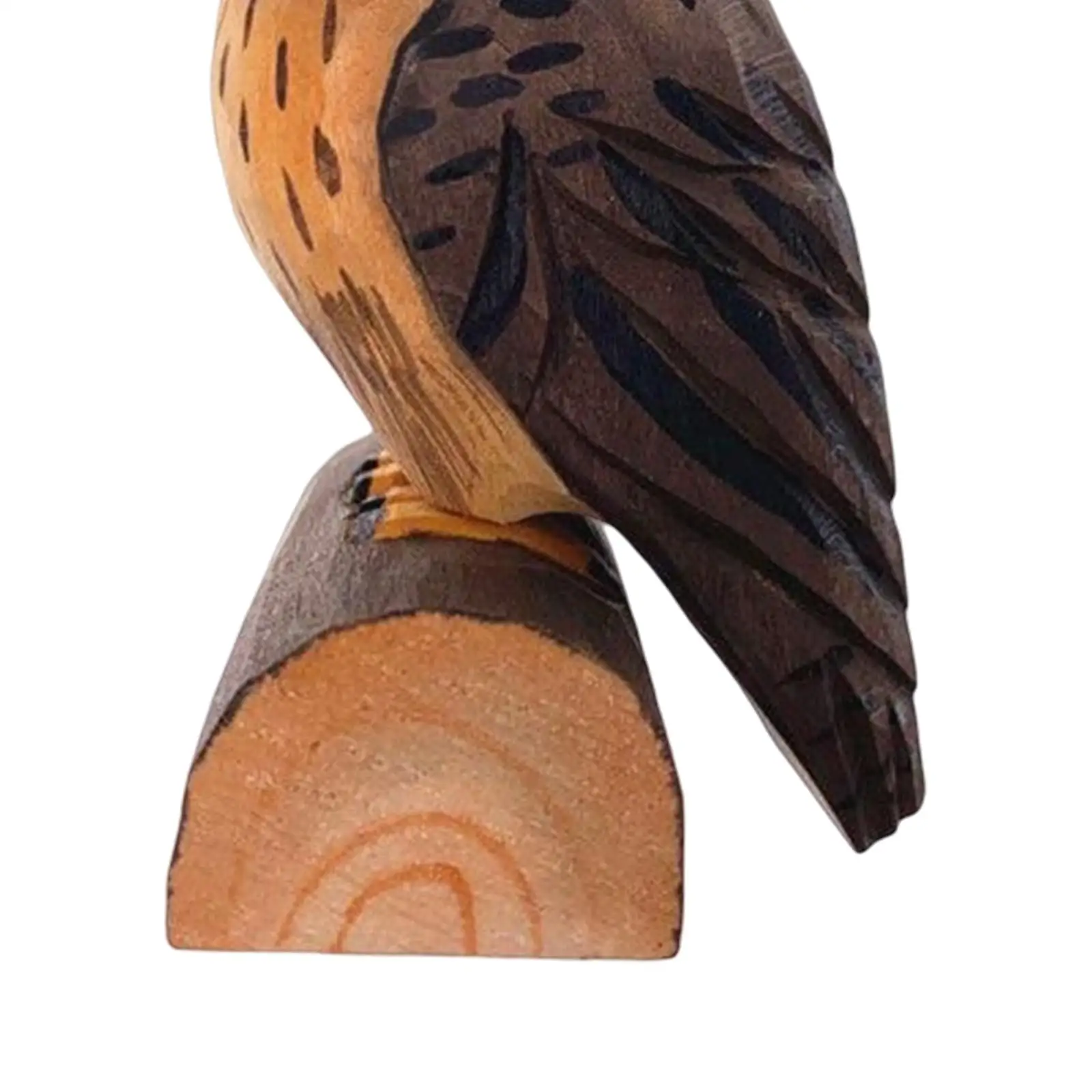 Wooden Handmade Owl Figurine Handcrafted Statue Art Home Sculpture Hand Carved Decorative Rustic Decoration