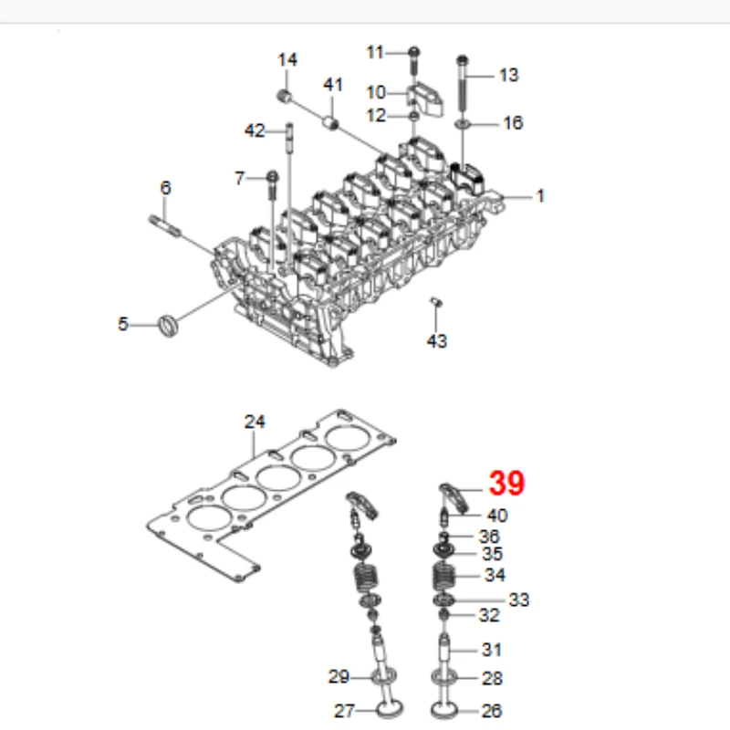 Cylinder Head and Gasket Kit D20 D27 Finger Follower for Ssangyong ACTYON/SPORTS, KYRON,STAVIC,REXTON #6650500130