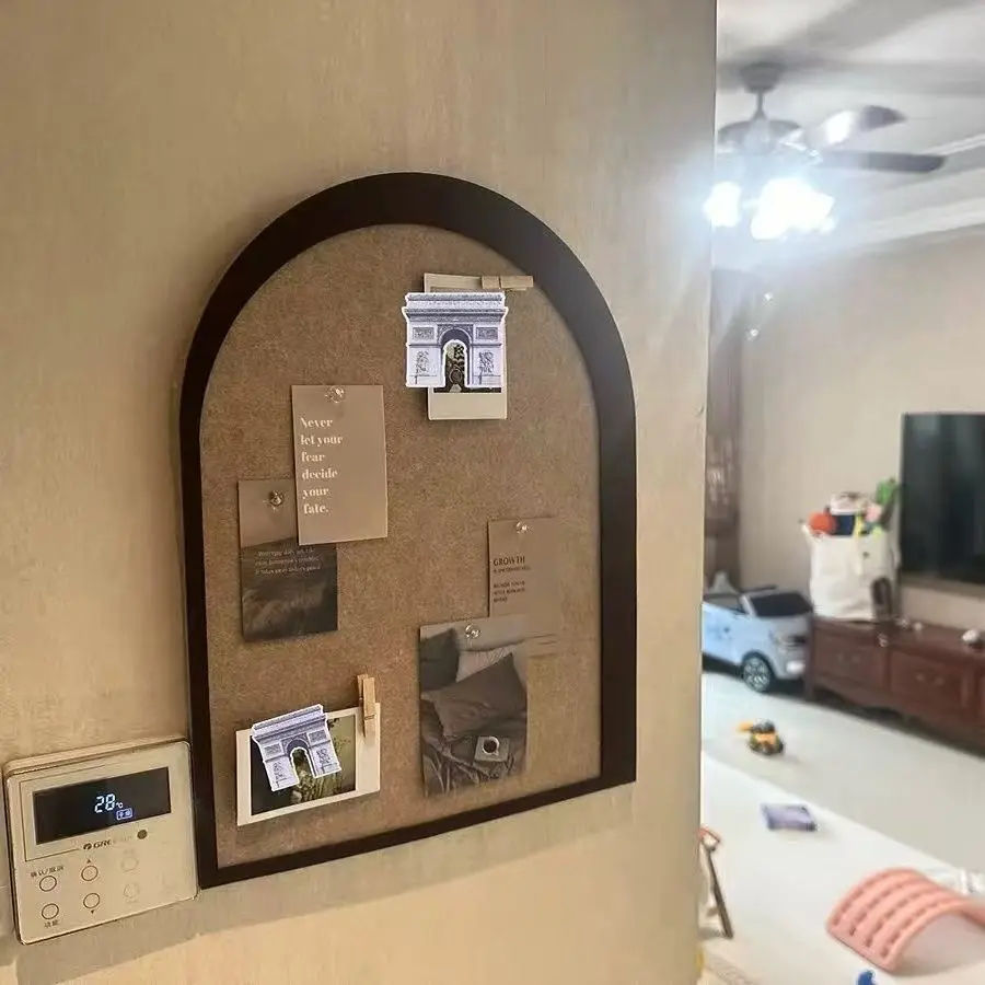 

French Style Felt Board Photos Jewelry Message Board Theme Background Wall Bedroom Entrance Retro Arch Decorating Sticker