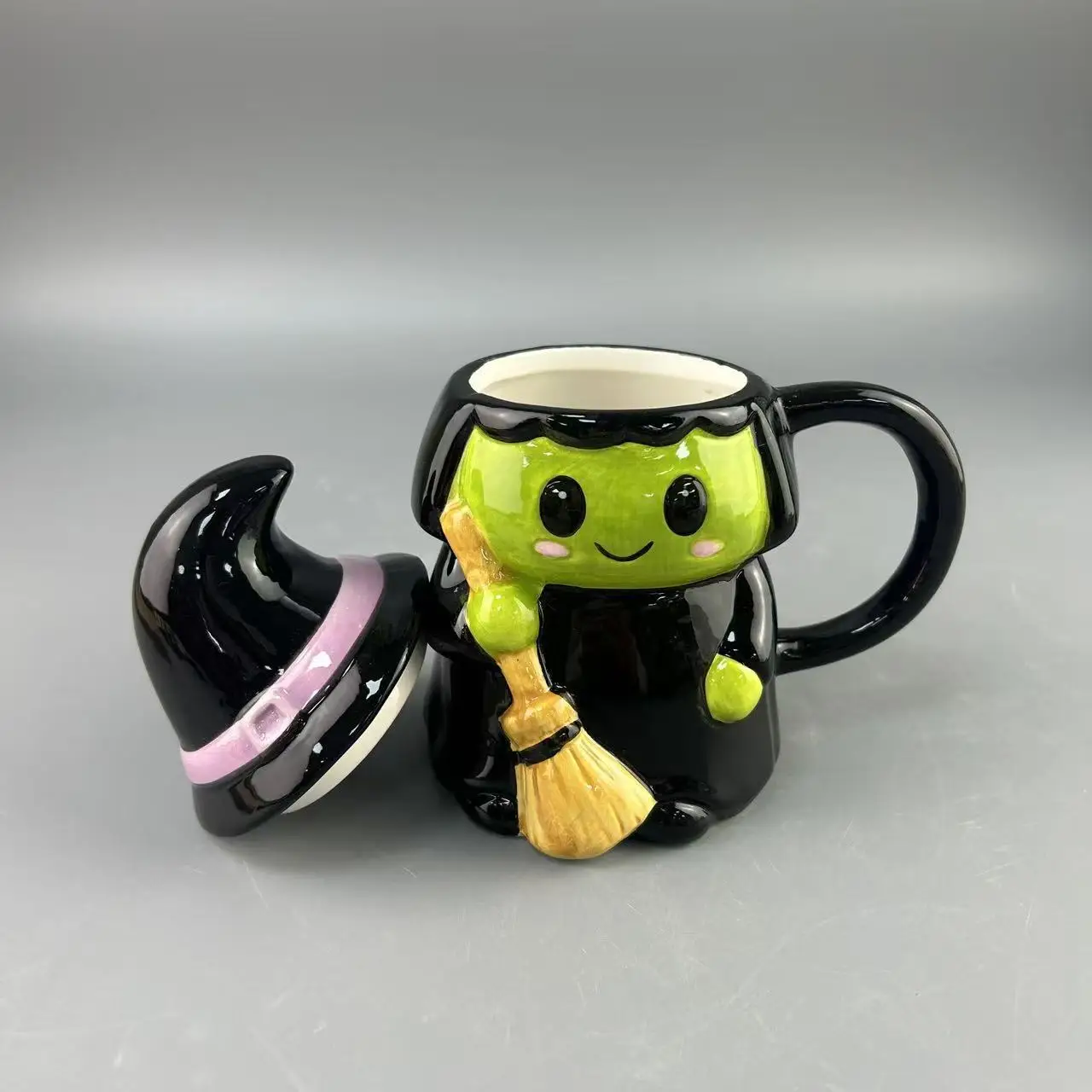 Home & Garden Drinkware Mugs Halloween Magic Hat Cat Cup Halloween Creative Cute Ghost Home Couple Ceramic Cup Mark with Cover