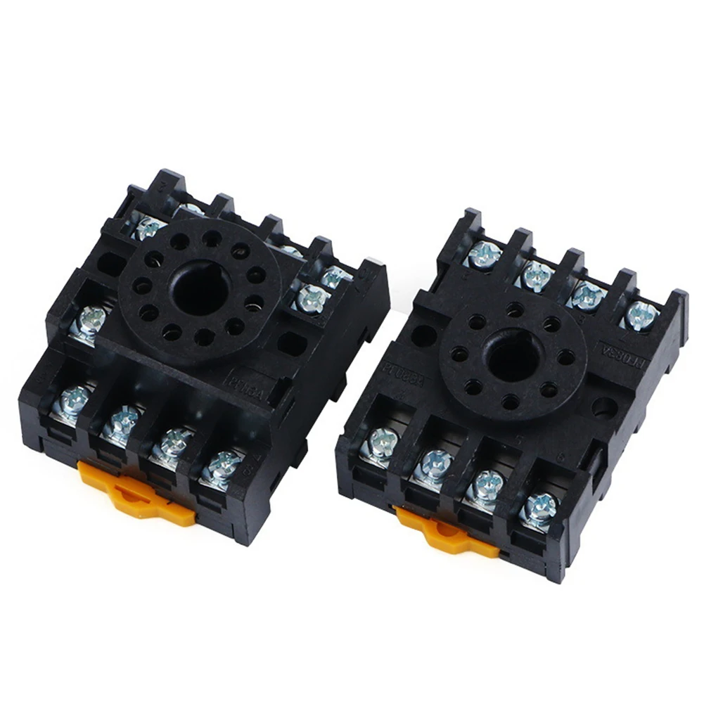 PF083A Mount 8 Pin Relay Socket Industrial Control Panels Mounting Center 33 Mm Compact Size 8 Round Pins 35mm DIN Rail