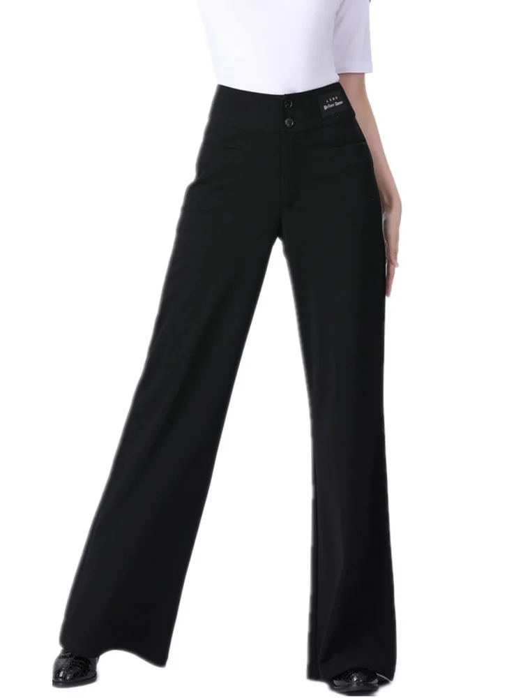 Solid Color Ballroom Dance Competition Pants Waltz 2024 High Quality Dancewear Latin Women Waist Evening Luxury Jazz Trousers