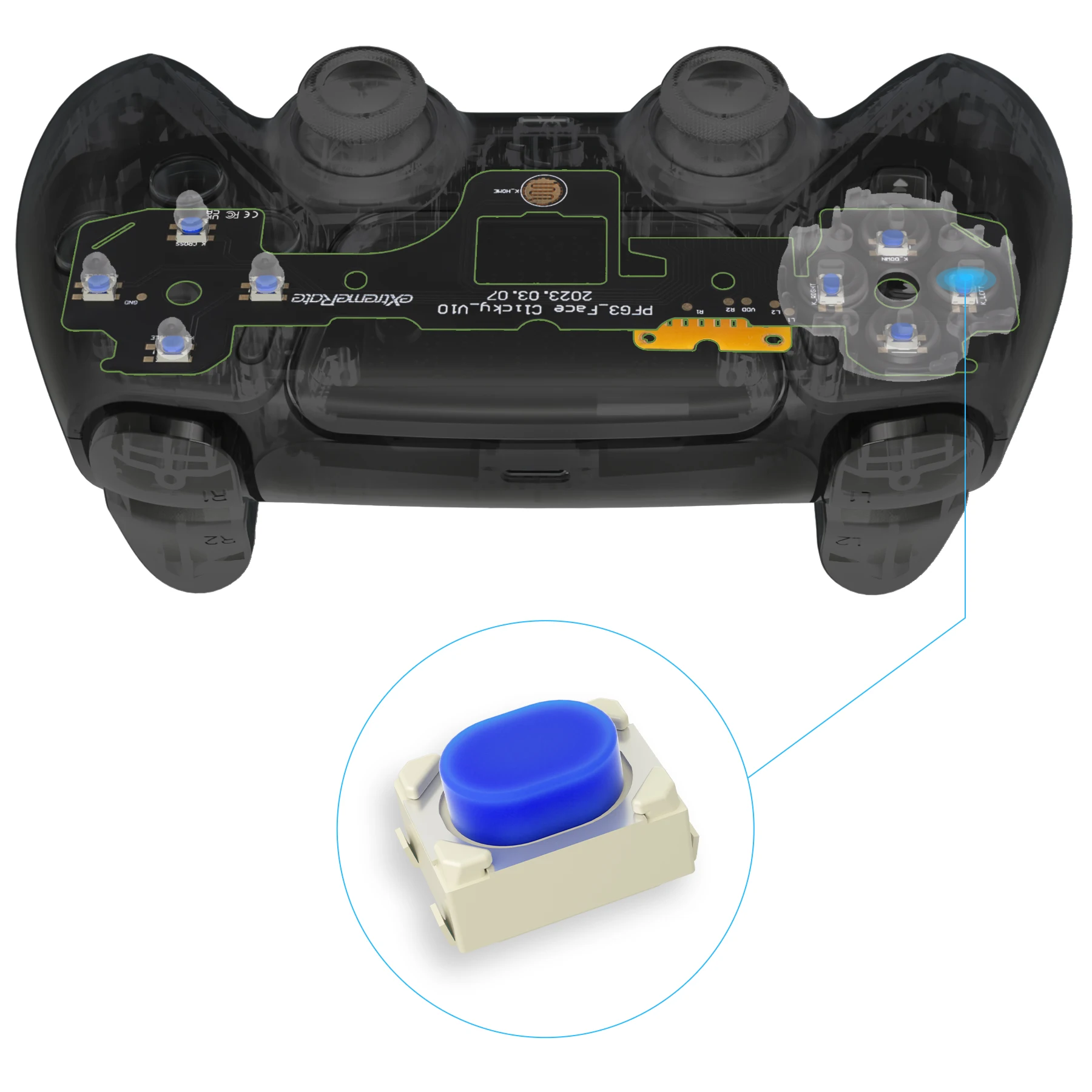 Zestaw eXtremeRate Face Clicky do kontrolera PS5 BDM-030, niestandardowe dotykowe przyciski akcji Dpad, zestaw do kliknięcia myszy