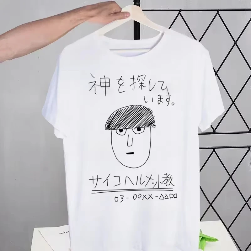 new model Comfortable Mob 100 Shigeo Kageyama T Shirt Retro Washed Tops Tees Harajuku One Anime Manga Tshirt Streetwear Hip Hop