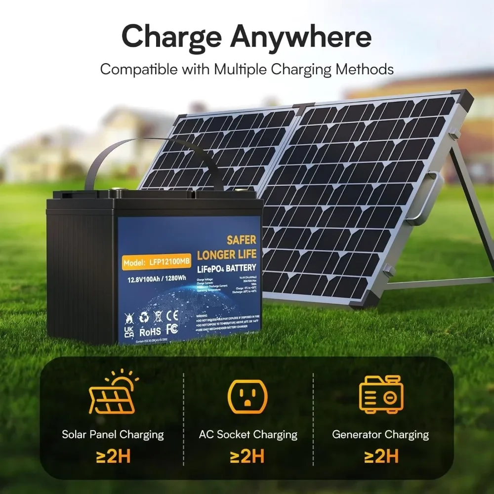 مجموعة 24 بطارية LiFePO4 بلوتوث، بطارية ليثيوم دورة، مدمجة 100 أمبير BMS، حتى 15000 دورة، مثالية للمركبات الترفيهية والنظام الشمسي #6