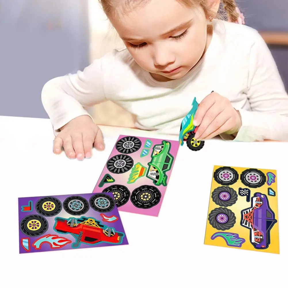 Car Sticker Set Durable Vehicle Decals 8 Sheets Cartoon Car Puzzle Sticker Set Self-adhesive Waterproof Pvc for Diy for Cup