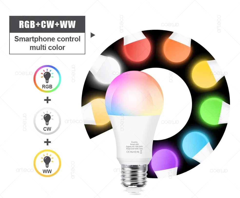 15W 18W E27 Zigbee Smart Glühbirnen RGB E27 Led-lampe AC100-240V Smart Home Zigbee Lampe Funktioniert mit Alexa Google Home Smartthings – Detail 6