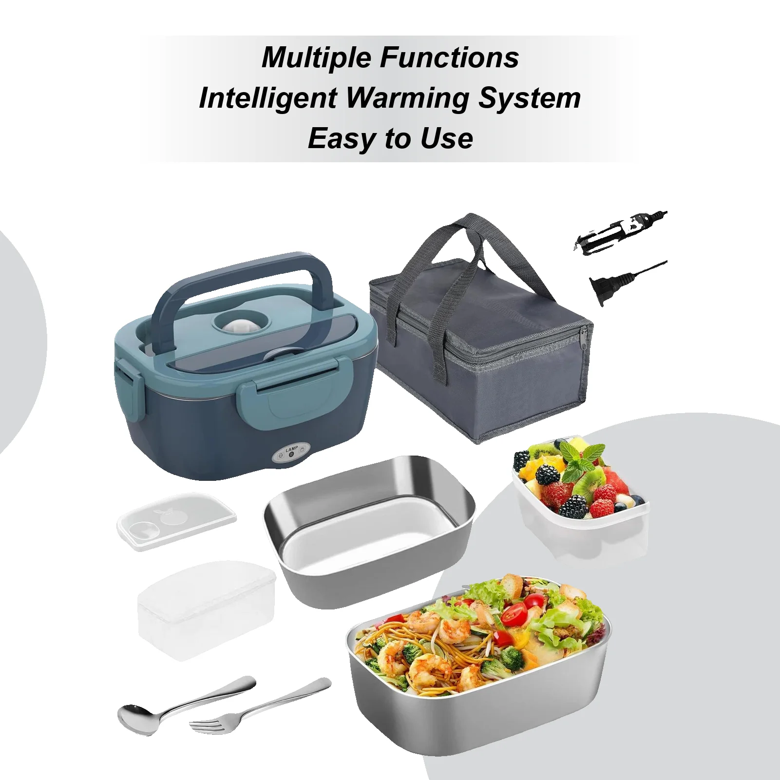 

2in1 Electric Lunch Box Food Warmer Portable Food Heater for Car Home Leak Proof Bento Food Container Box Stainless Steel Liner