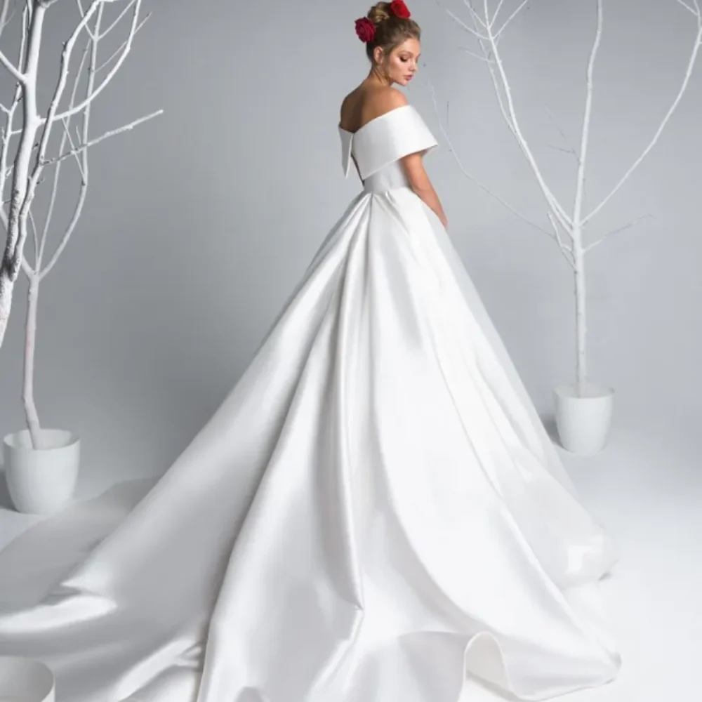 Eva Lendel 2024 Satin Brautkleider abiti da sposa von der Schulter Brautkleider eine Linie maßge schneiderte Ballkleid vestido de novia