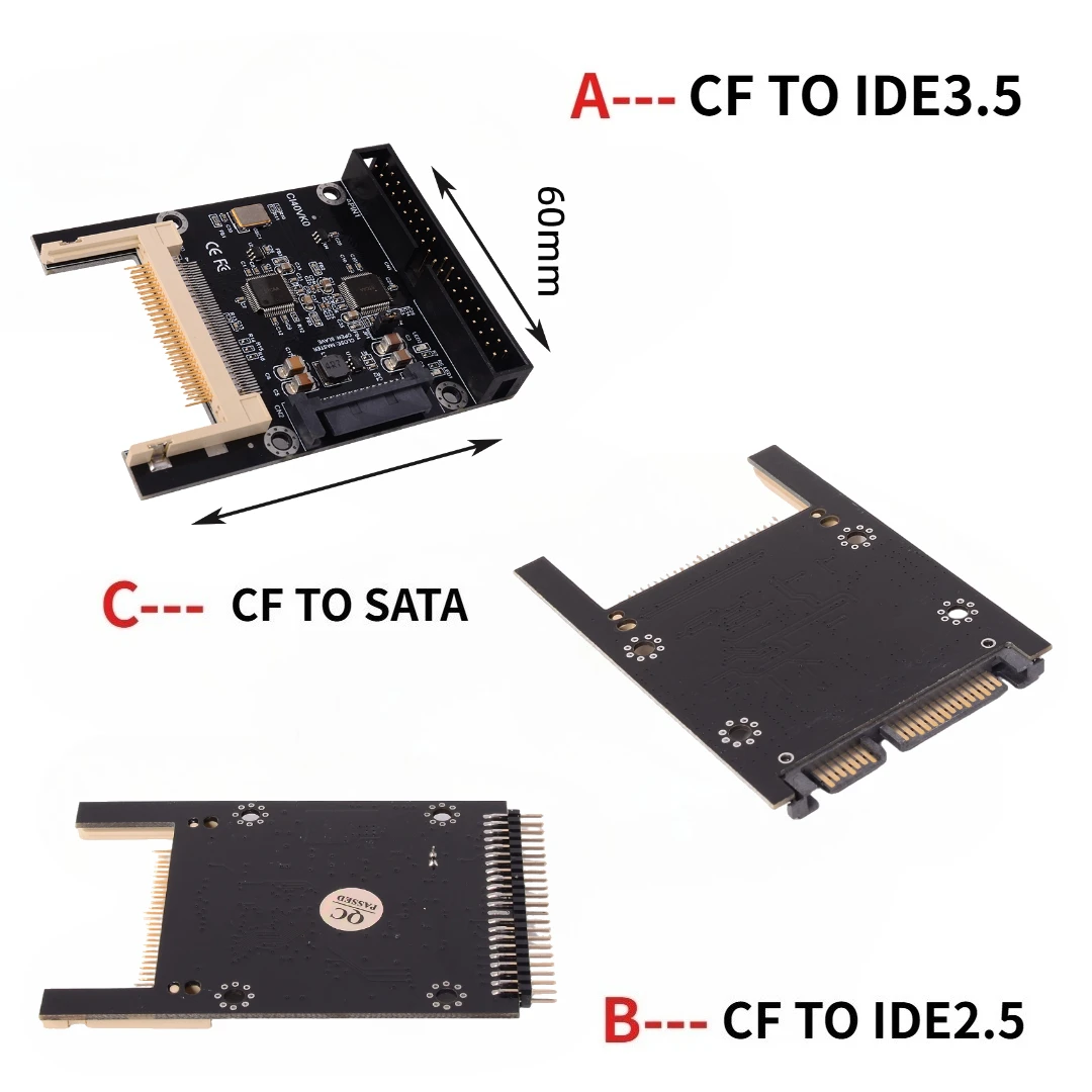 Chip Version CF To IDE 2.5 3.5“ 40Pin Large Board Adapter Card IDE 2.5 Inch Industrial Mobile SSD CF To SATA, LDO Black Embedded