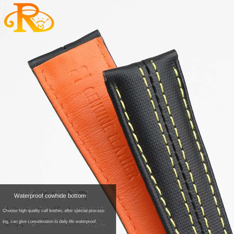 Ремешок нейлоновый из натуральной кожи для часов, 22 мм, с пряжкой из нержавеющей стали