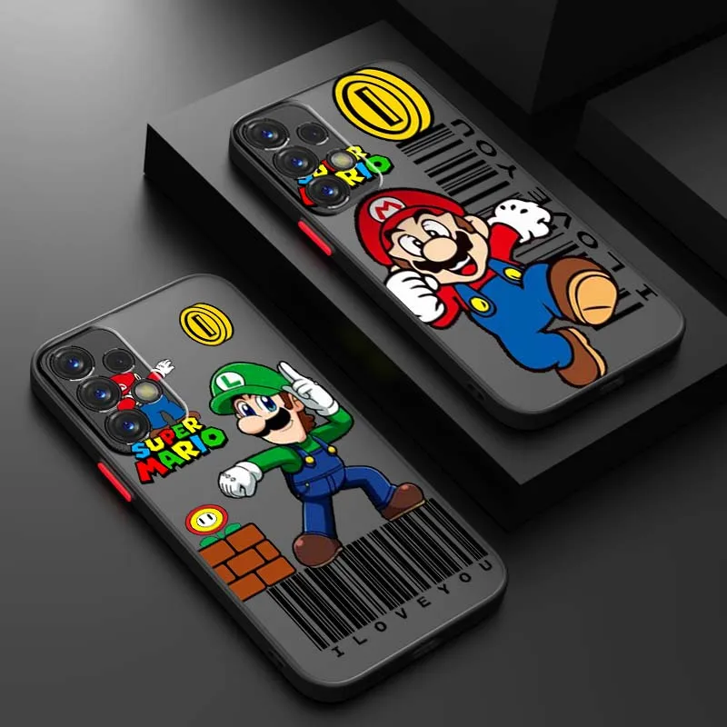 

Cartoon Super M-Mario For Samsung A56 A42 A36 A34 A33 A32 A23 A16 A04 A03 Note 20 5G Frosted Translucent Phone Case
