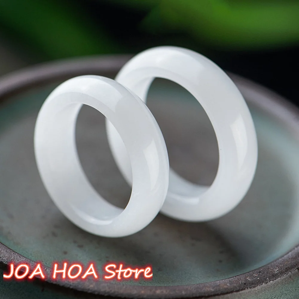 

Natural Xinjiang Hetian White Jade Ring Exquisite Fashion Men's and Women's Amulet Healing Handring Beautiful Fine Jewelry