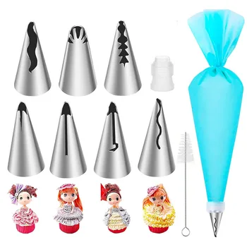 10pcs Ruffle Piping Tips Set Icing Piping Nozzles Reusable Frosting Pastry Bags Fondant…