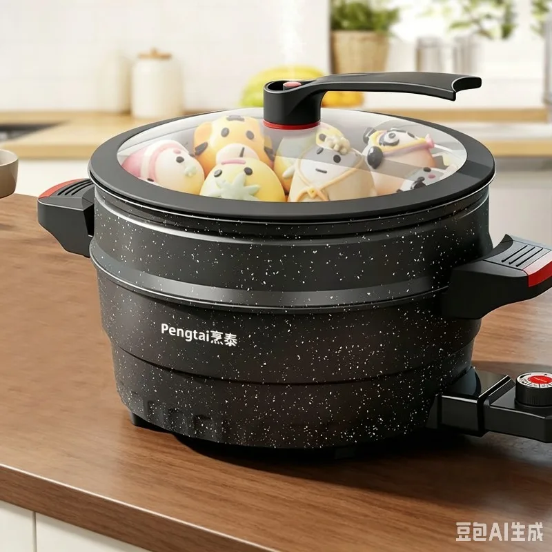Electric steamer for home use, multifunctional intelligent cooking, barbecue, hot pot, non stick pot, large capacity