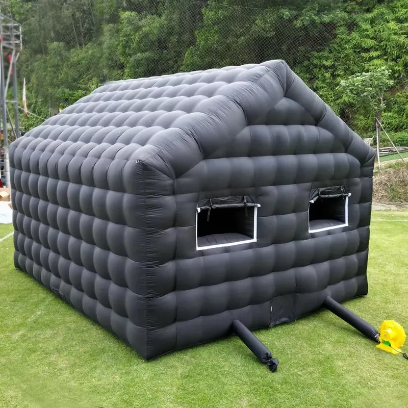 Grand Cube Gonflable Noir pour Boîte de Nuit, Tente de Mariage, Gazébo Carré, Salle d'Événement, Grand Pavillon de ixPortable Mobile pour Arrière-Cour