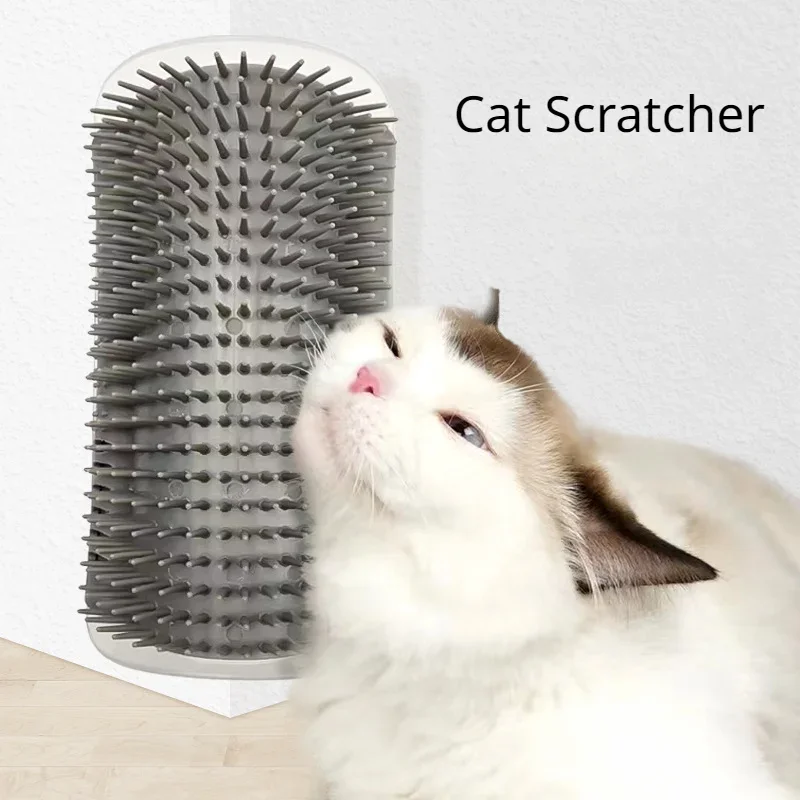 Cat Corner Brush Comb Massager for Cat Arch Plastic Scratcher Remove Hair Comb Grooming with Catnip Cat Self Cleaning Cat Supply