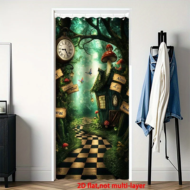 VIKAMA Fantasy Forest Theme Door Curtain Alice In Wonderland Style Hallway And Living Room Partition Curtain