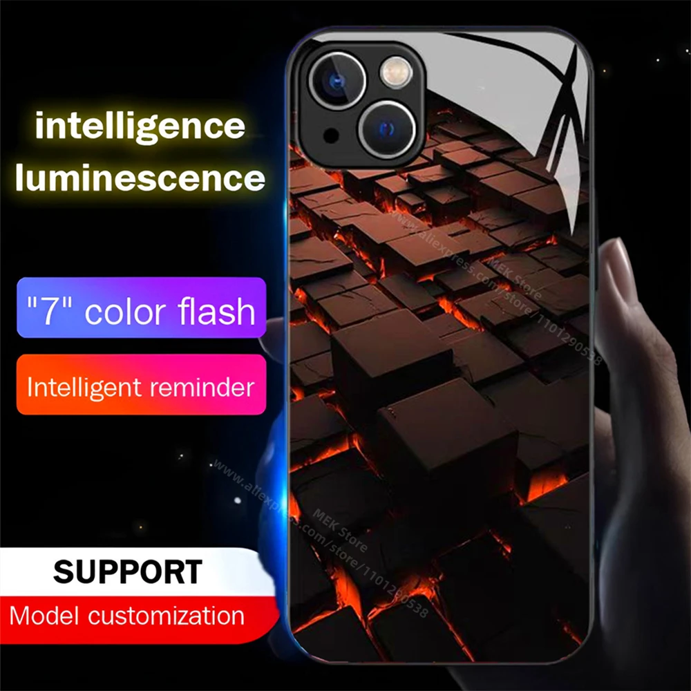 

2025 LED Light Glow Luminous Phone Case Voice Controlled Shells For Samsung S24 S23 S22 S21 S20 FE Note 10 20 Plus Ultra A54 A14