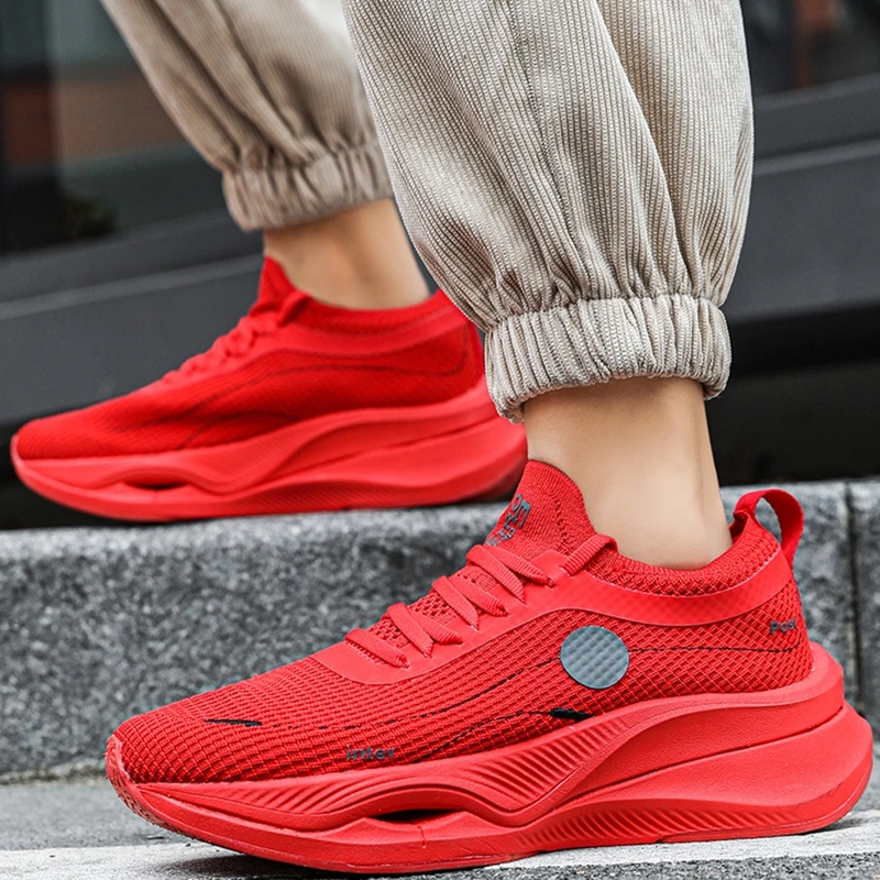 Spring Men\'s Free Running Shoes for Women Soft Sole Cushion Jogging Sports Shoes Mesh Breathable Sock Sneakers Men Walking Shoes