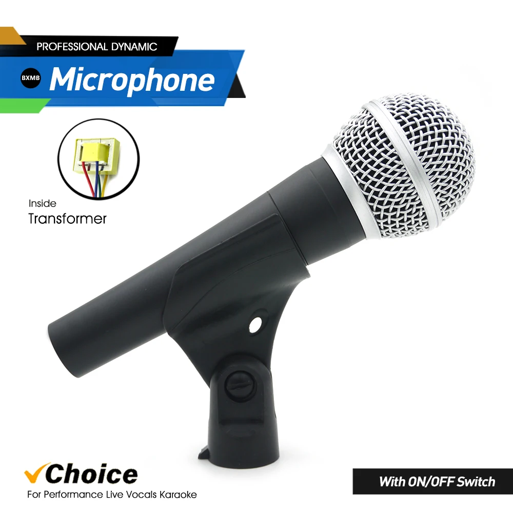 

Professional Cardioid Dynamic Wired Microphone With Transformer ON/OFF Switch For Stage Live Vocals Karaoke Studio Recording