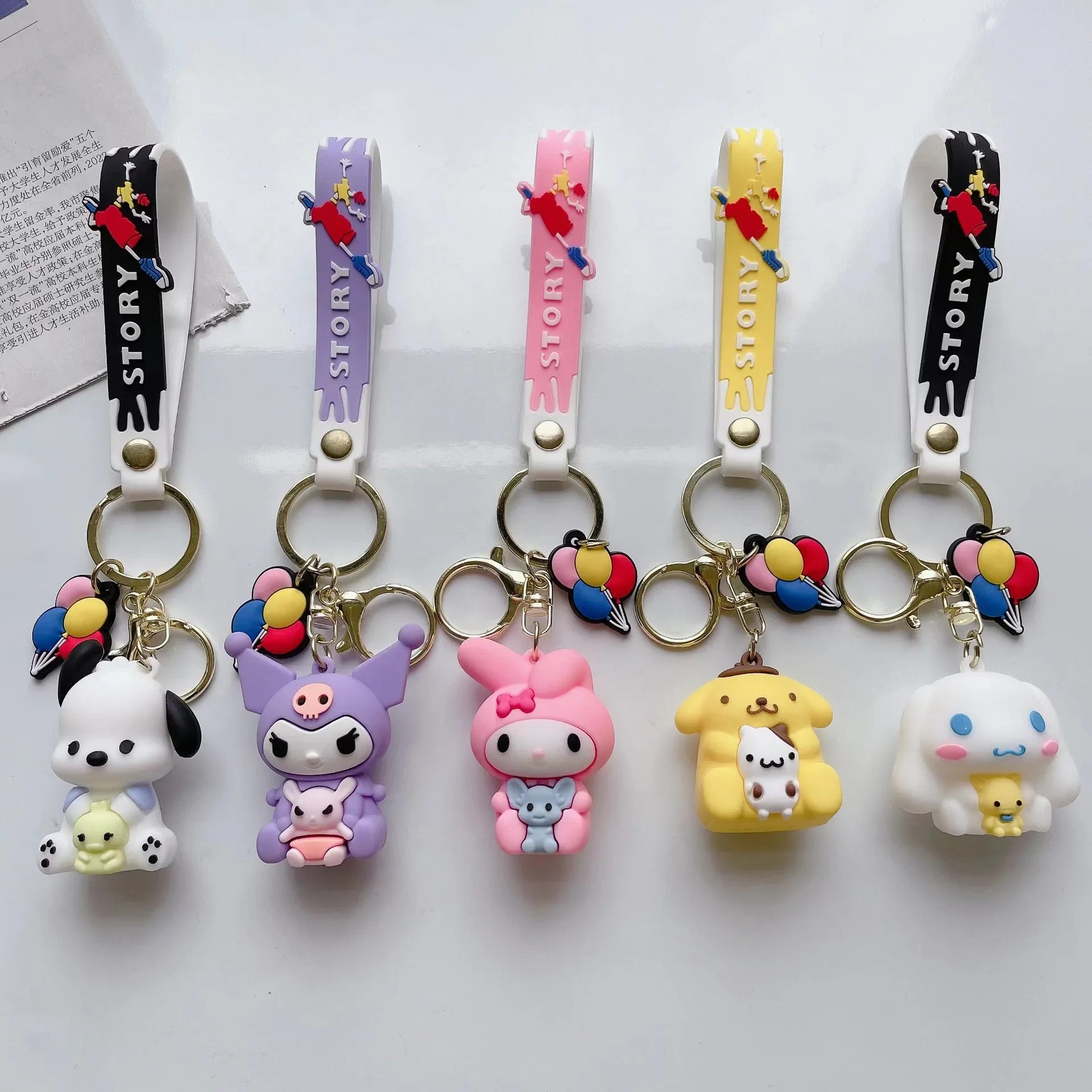 Sanrio Cartoon Cute Kuromi Pochacco Keychains My Melody Pompompurin Cinnamoroll Keyring Keys Holder Accessories Gifts