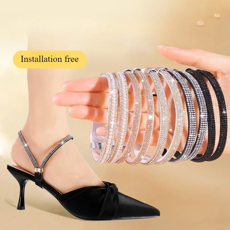 New Dual-purpose Tie Shoelaces, High-heeled Shoes Sandals No Heel Strap No Installation Light Luxury and Adjustable Elasticity