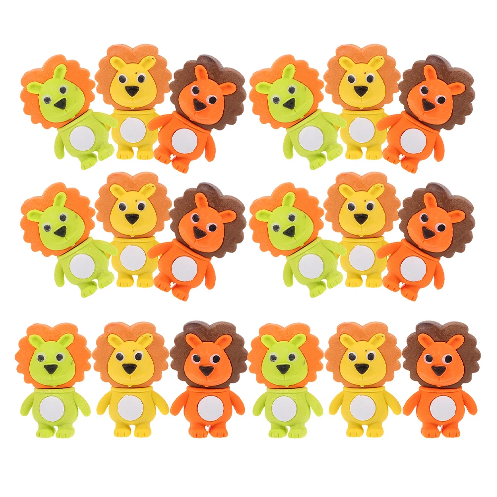 

32pcs 3D Pencil Eraser Cute Lion Shaped School Supplies Kids Erasers Drawing Bulk Party Favor Halloween Birthday Student
