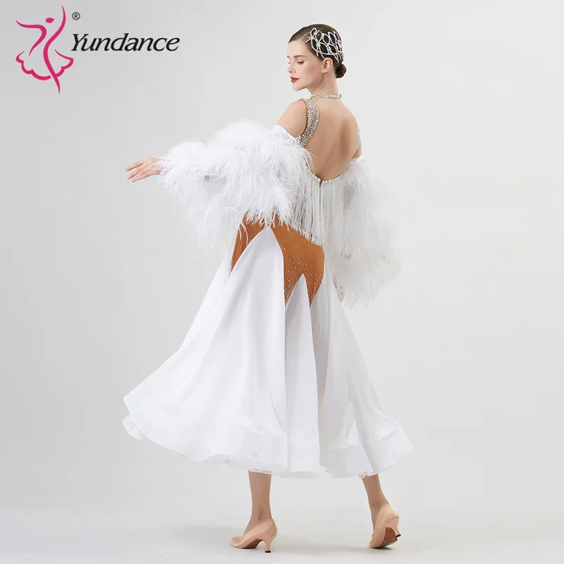 B-22221 New Women Modern Dance Rhinestone Color Diversity Dress Ballroom National Standard Waltz Competition Performance