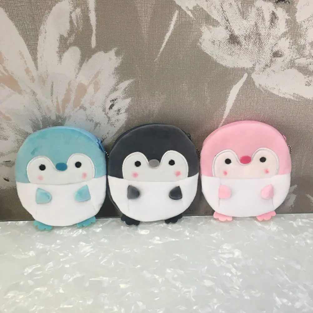 3Pcs Penguin-Shaped Soft Touch Coin Purse for Coins Keys Earphones Data Cables Change Storage Travel Office Daily Use Lovely