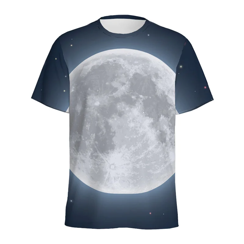 

Мужская футболка с 3D принтом Night Sky Moon, винтажная футболка с круглым вырезом и короткими рукавами, женская уличная футболка большого размера
