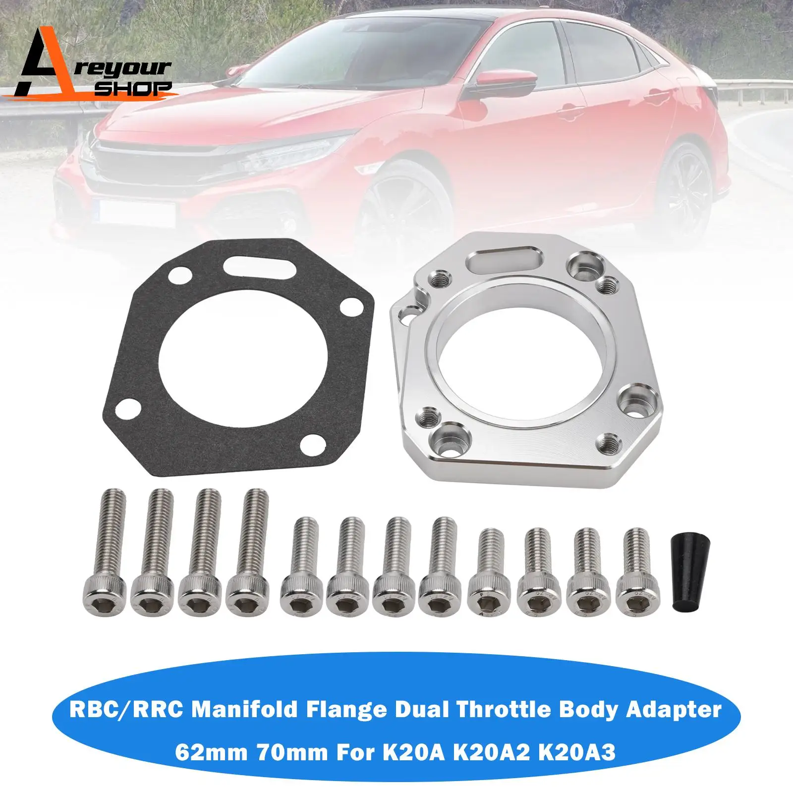 

Areyourshop RBC/RRC фланец коллектора двойной адаптер корпуса дроссельной заслонки 62 мм 70 мм для K20A K20A2 K20A3