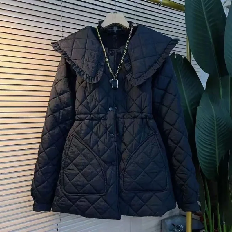 

Plus-size Parkas Women's Autumn and Winter New Dolls Slimming Mid-length Waist Cotton Clothes Fashion Jackets and Cotton Jackets