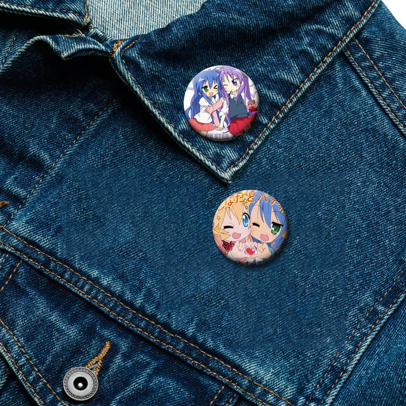 Anime Lucky Star Handmade Brooches Izumi Kagami Akira-sama Enamel Pin Konata 2007 Is Eternal Round Badge for Bag Clothes Decor