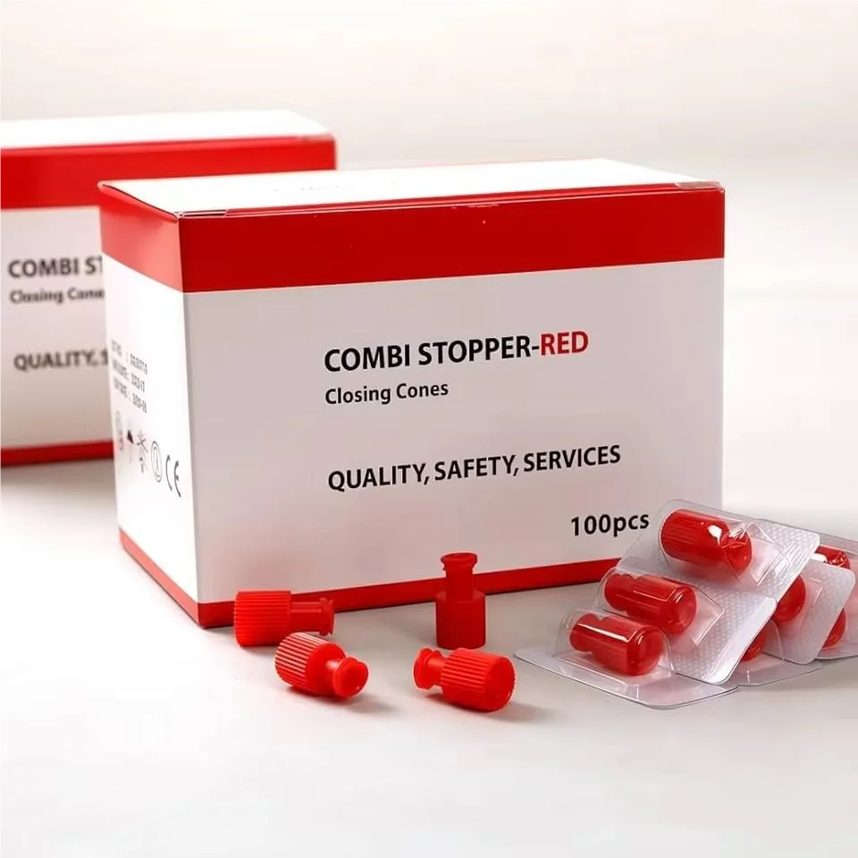 50/100Pcs Red Combi-Cap Male/Female Luer Lock Closure, Sterile individual pack,made