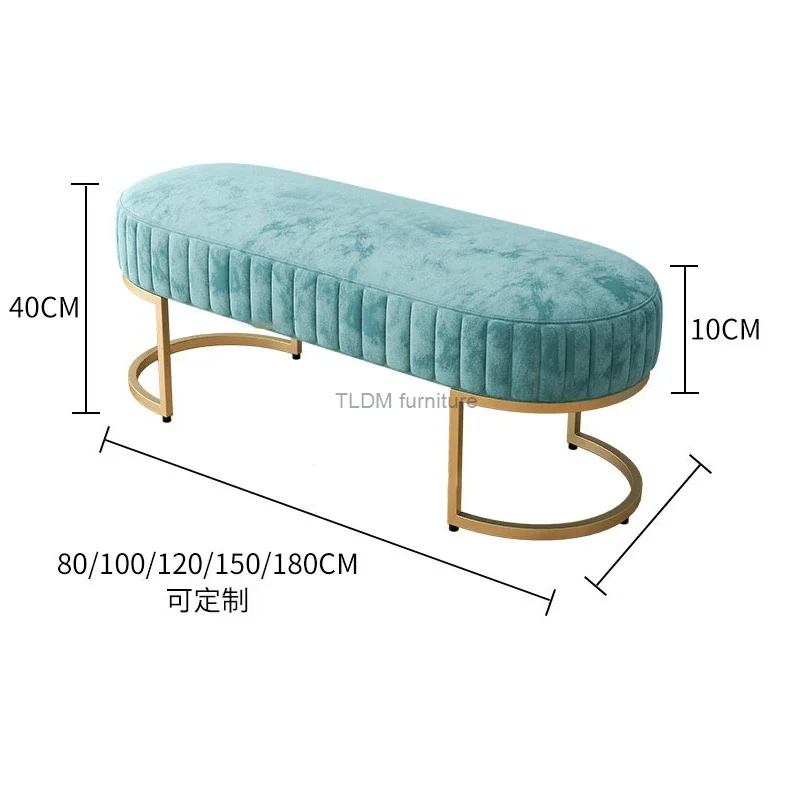 Nordic Soft Velvet Bed Footrest Ottoman Living Room Furniture Home Bedroom Luxury Pouf Bench Entrance-hall Shoes Stool B